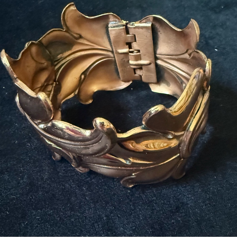 Vintage Stamped Renoir Copper Ancanthus Clamper Bracelet